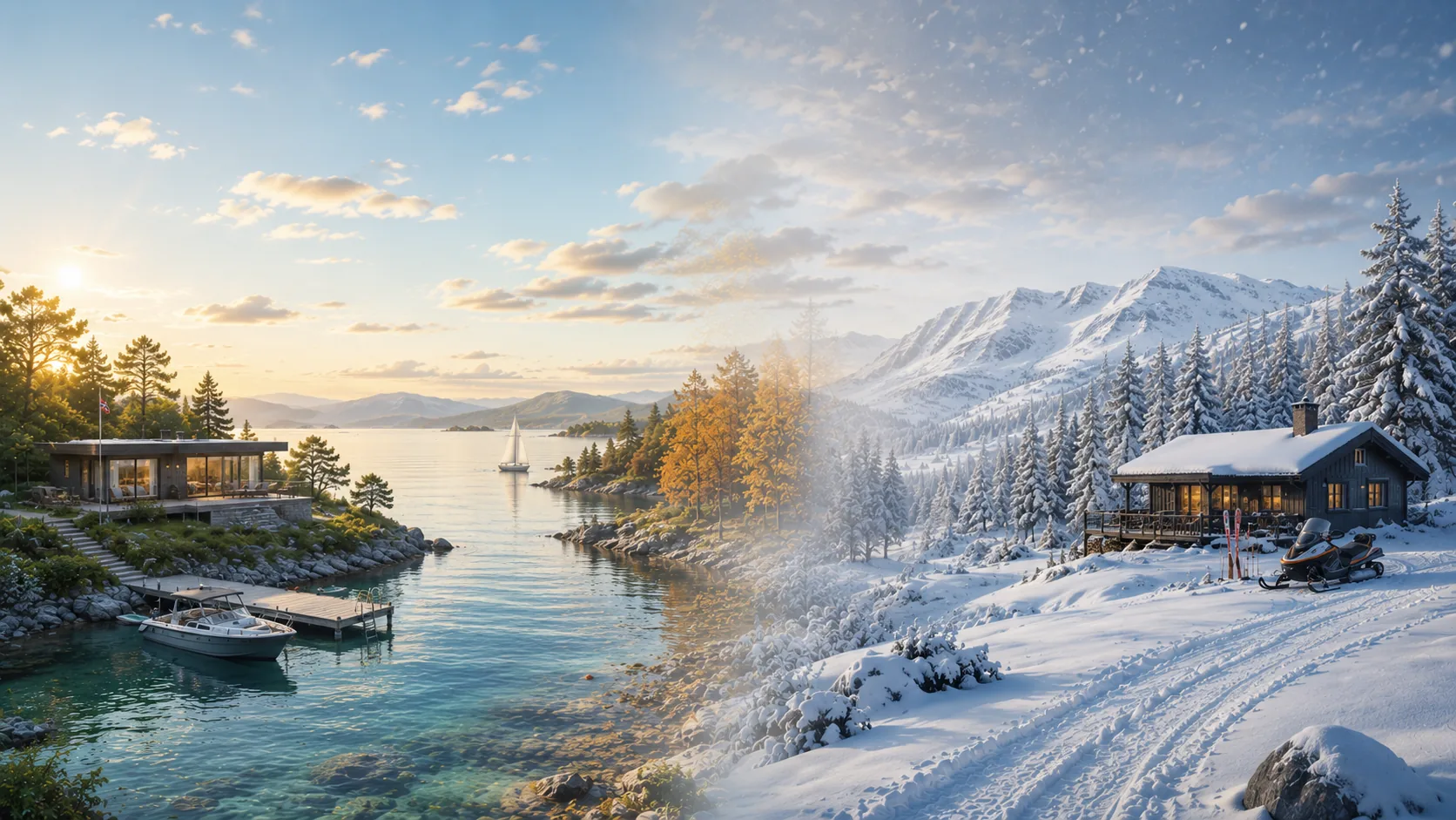 Hytte i vinterlandskap